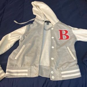 Grey and white light weight, varsity jacket md